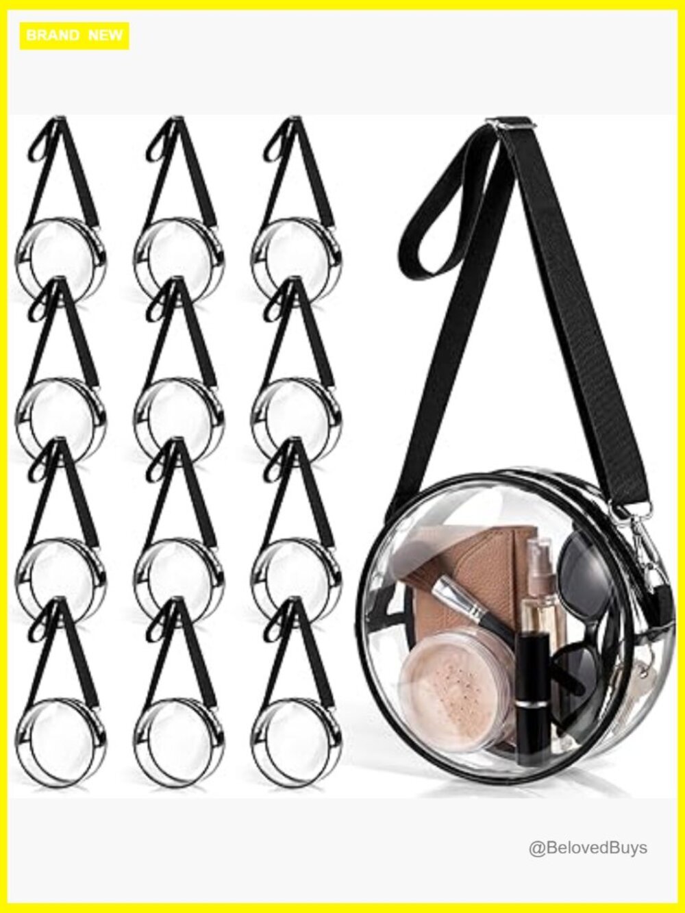 12 Clear Round PVC Crossbody Bags Bulk Stadium Approved Concerts Sports Events
